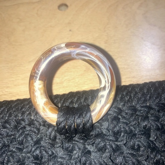 4/$25 Vintage Marbella Gray Macramé 70s Chunky Rope Flex Frame Clutch - Picture 3 of 8